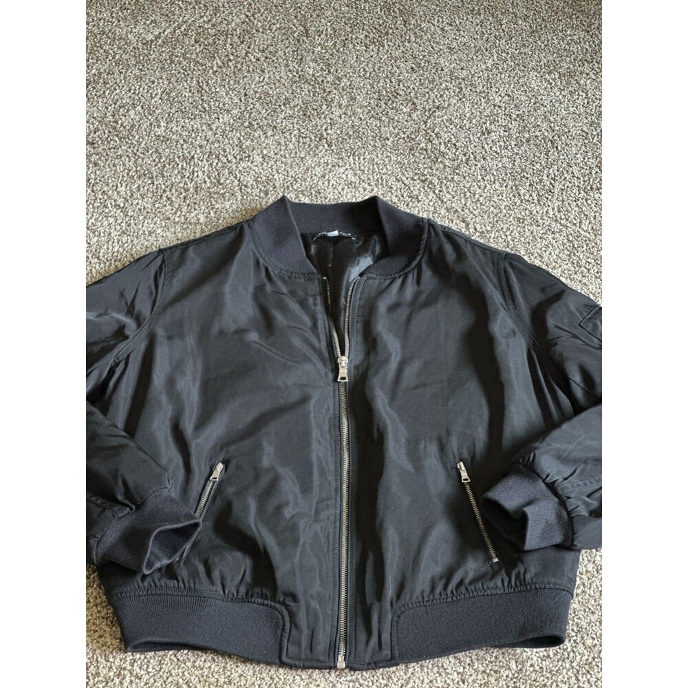 Kendall & Kylie Black Bomber Jacket with Zip Pockets Size M - Picture 2 of 16